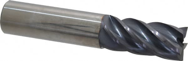Accupro - 3/4", 1-5/8" LOC, 3/4" Shank Diam, 4" OAL, 5 Flute, Solid Carbide Square End Mill - Single End, AlTiN Finish, Spiral Flute, Variable° Helix, Centercutting, Right Hand Cut, Right Hand Flute - Americas Industrial Supply