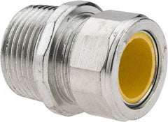 Cooper Crouse-Hinds - 0.65 to 3/4" Cable Capacity, Liquidtight, Straight Strain Relief Cord Grip - 1 NPT Thread, 1-3/4" Long, Steel - Americas Industrial Supply