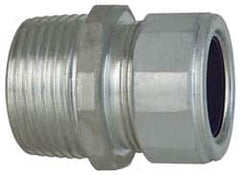 Cooper Crouse-Hinds - 3/4 to 0.85" Cable Capacity, Liquidtight, Straight Strain Relief Cord Grip - 1 NPT Thread, 1-3/4" Long, Steel - Americas Industrial Supply