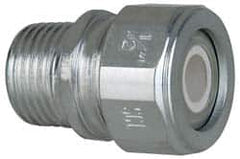 Cooper Crouse-Hinds - 1/4 to 0.35" Cable Capacity, Liquidtight, Straight Strain Relief Cord Grip - 1/2 NPT Thread, 1-5/16" Long, Steel - Americas Industrial Supply