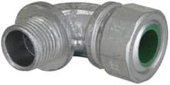 Cooper Crouse-Hinds - 0.45 to 0.56" Cable Capacity, Liquidtight, Elbow Strain Relief Cord Grip - 1/2 NPT Thread, 1-13/16" Long, Malleable Iron - Americas Industrial Supply