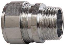 Cooper Crouse-Hinds - 3/4 to 0.85" Cable Capacity, Liquidtight, Straight Strain Relief Cord Grip - 3/4 NPT Thread, 1-9/16" Long, Steel - Americas Industrial Supply