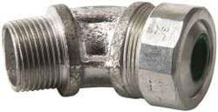 Cooper Crouse-Hinds - 0.45 to 0.56" Cable Capacity, Liquidtight, Elbow Strain Relief Cord Grip - 3/4 NPT Thread, 2-17/32" Long, Malleable Iron - Americas Industrial Supply