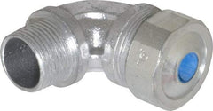 Cooper Crouse-Hinds - 0.35 to 0.45" Cable Capacity, Liquidtight, Elbow Strain Relief Cord Grip - 3/4 NPT Thread, 2-5/16" Long, Malleable Iron - Americas Industrial Supply