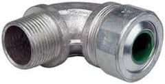 Cooper Crouse-Hinds - 0.45 to 0.56" Cable Capacity, Liquidtight, Elbow Strain Relief Cord Grip - 3/4 NPT Thread, 2-5/16" Long, Malleable Iron - Americas Industrial Supply