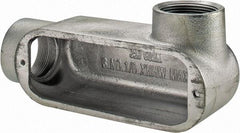 Cooper Crouse-Hinds - Form 5, LR Body, 1-1/2" Trade, Rigid Malleable Iron Conduit Body - Oval, 8.12" OAL, 35.3 cc Capacity, Gray - Americas Industrial Supply