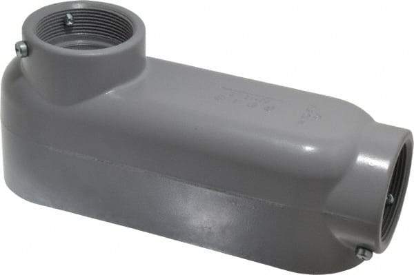 Cooper Crouse-Hinds - Form 5, LB Body, 2" Trade, EMT, IMC, Rigid Aluminum Conduit Body - Rectangle, 10.2" OAL, 71.2 cc Capacity, Gray - Americas Industrial Supply