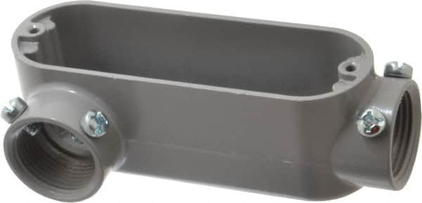 Cooper Crouse-Hinds - Form 5, LR Body, 1" Trade, EMT, IMC, Rigid Aluminum Conduit Body - Rectangle, 5.94" OAL, 12.2 cc Capacity, Gray - Americas Industrial Supply