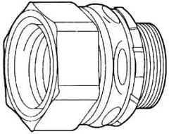 Cooper Crouse-Hinds - 0.45 to 0.56" Cable Capacity, Liquidtight, Straight Strain Relief Cord Grip - 1 NPT Thread, 1-3/4" Long, Steel - Americas Industrial Supply