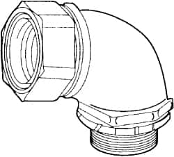 Cooper Crouse-Hinds - 1" Trade, Malleable Iron Threaded Angled Liquidtight Conduit Connector - Noninsulated - Americas Industrial Supply