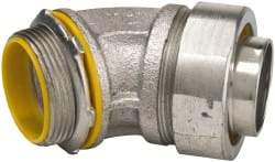 Cooper Crouse-Hinds - 1-1/2" Trade, Malleable Iron Threaded Angled Liquidtight Conduit Connector - Insulated - Americas Industrial Supply