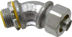 Cooper Crouse-Hinds - 3/8" Trade, Malleable Iron Threaded Angled Liquidtight Conduit Connector - Insulated - Americas Industrial Supply