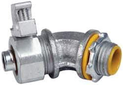 Cooper Crouse-Hinds - 3/8" Trade, Malleable Iron Threaded Angled Liquidtight Conduit Connector - Insulated - Americas Industrial Supply