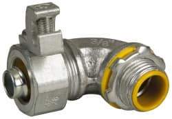 Cooper Crouse-Hinds - 3/8" Trade, Malleable Iron Threaded Angled Liquidtight Conduit Connector - Insulated - Americas Industrial Supply