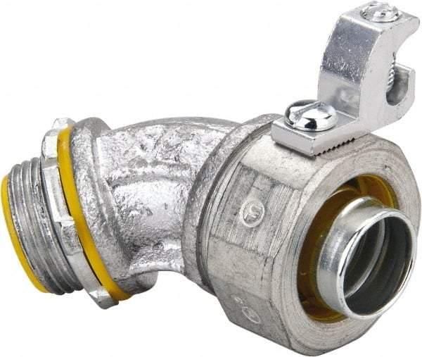 Cooper Crouse-Hinds - 3/4" Trade, Malleable Iron Threaded Angled Liquidtight Conduit Connector - Insulated - Americas Industrial Supply