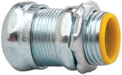 Cooper Crouse-Hinds - 1/2" Trade, Steel Compression Straight EMT Conduit Connector - Insulated - Americas Industrial Supply