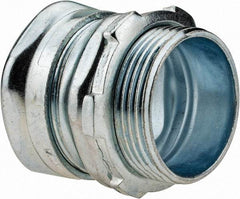 Cooper Crouse-Hinds - 1-1/4" Trade, Steel Compression Straight EMT Conduit Connector - Noninsulated - Americas Industrial Supply