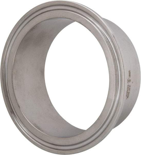 VNE - 2-1/2", Clamp Style, Sanitary Stainless Steel Pipe Welding Ferrule - Tube OD Connection, Grade 316/316L - Americas Industrial Supply