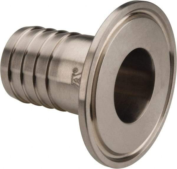 VNE - 1", Clamp Style, Sanitary Stainless Steel Pipe Rubber Hose Adapter - Tube OD Connection, Grade 316/316L - Americas Industrial Supply