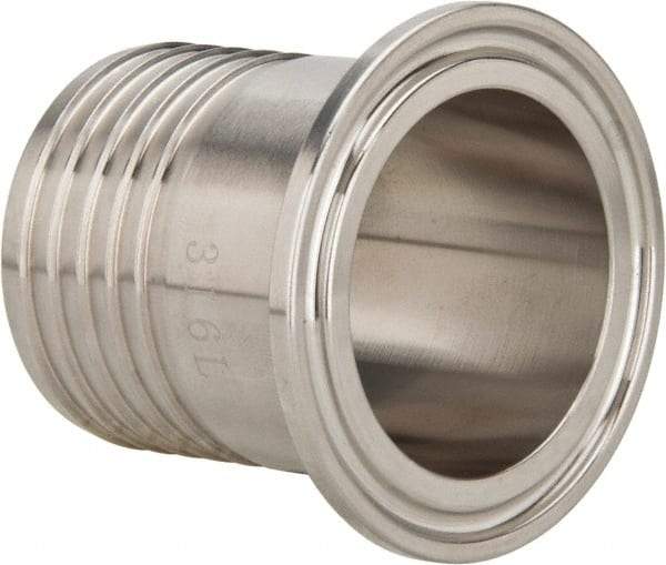 VNE - 1-1/2", Clamp Style, Sanitary Stainless Steel Pipe Rubber Hose Adapter - Tube OD Connection, Grade 316/316L - Americas Industrial Supply