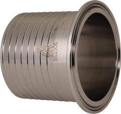 VNE - 2-1/2", Clamp Style, Sanitary Stainless Steel Pipe Rubber Hose Adapter - Tube OD Connection, Grade 316/316L - Americas Industrial Supply