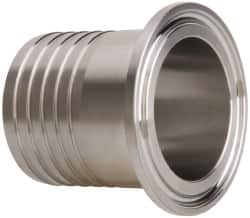 VNE - 1-1/2", Clamp Style, Sanitary Stainless Steel Pipe Rubber Hose Adapter - Tube OD Connection, Grade 304 - Americas Industrial Supply