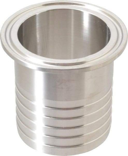 VNE - 2", Clamp Style, Sanitary Stainless Steel Pipe Rubber Hose Adapter - Tube OD Connection, Grade 304 - Americas Industrial Supply