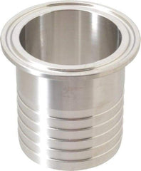 VNE - 2", Clamp Style, Sanitary Stainless Steel Pipe Rubber Hose Adapter - Tube OD Connection, Grade 304 - Americas Industrial Supply