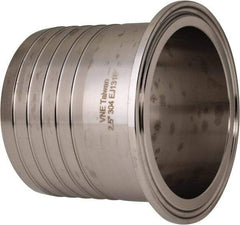 VNE - 2-1/2", Clamp Style, Sanitary Stainless Steel Pipe Rubber Hose Adapter - Tube OD Connection, Grade 304 - Americas Industrial Supply