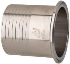 VNE - 3", Clamp Style, Sanitary Stainless Steel Pipe Rubber Hose Adapter - Tube OD Connection, Grade 304 - Americas Industrial Supply