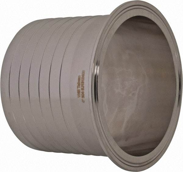 VNE - 4", Clamp Style, Sanitary Stainless Steel Pipe Rubber Hose Adapter - Tube OD Connection, Grade 304 - Americas Industrial Supply