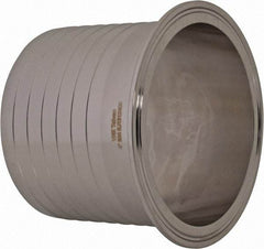 VNE - 4", Clamp Style, Sanitary Stainless Steel Pipe Rubber Hose Adapter - Tube OD Connection, Grade 304 - Americas Industrial Supply