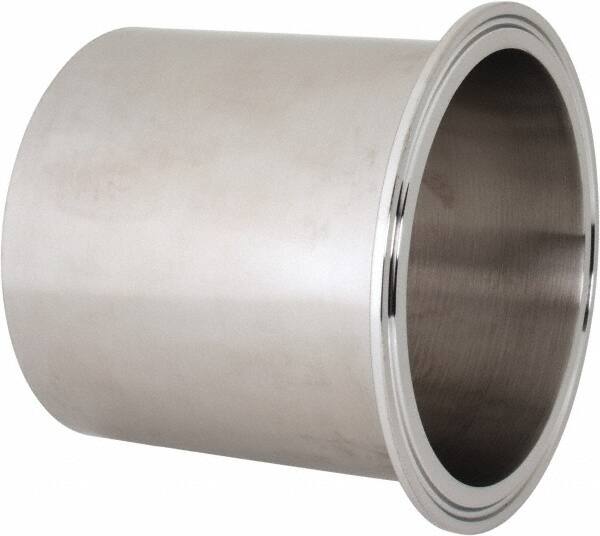 VNE - 4", Clamp Style, Sanitary Stainless Steel Pipe Long Tank Welding Ferrule - Tube OD Connection, Grade 316/316L - Americas Industrial Supply