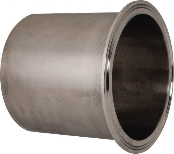 VNE - 4", Clamp Style, Sanitary Stainless Steel Pipe Long Tank Welding Ferrule - Tube OD Connection, Grade 304 - Americas Industrial Supply