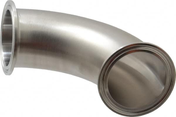 VNE - 2", Clamp Style, Sanitary Stainless Steel Pipe 90° Elbow - Tube OD Connection, Grade 304 - Americas Industrial Supply