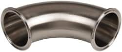 VNE - 3", Clamp Style, Sanitary Stainless Steel Pipe 90° Elbow - Tube OD Connection, Grade 304 - Americas Industrial Supply