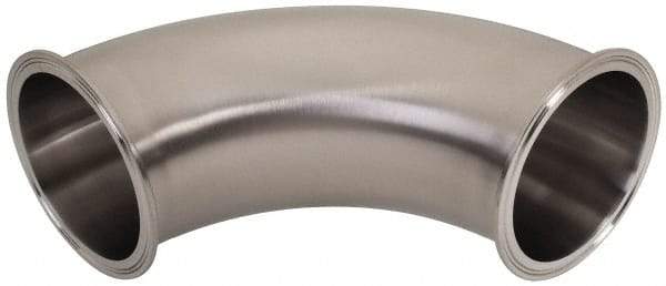 VNE - 4", Clamp Style, Sanitary Stainless Steel Pipe 90° Elbow - Tube OD Connection, Grade 304 - Americas Industrial Supply