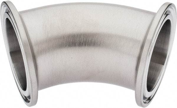 VNE - 1-1/2", Clamp Style, Sanitary Stainless Steel Pipe 45° Elbow - Tube OD Connection, Grade 316/316L - Americas Industrial Supply