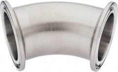 VNE - 1-1/2", Clamp Style, Sanitary Stainless Steel Pipe 45° Elbow - Tube OD Connection, Grade 316/316L - Americas Industrial Supply