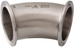 VNE - 2", Clamp Style, Sanitary Stainless Steel Pipe 45° Elbow - Tube OD Connection, Grade 304 - Americas Industrial Supply