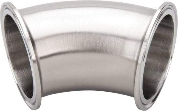 VNE - 2-1/2", Clamp Style, Sanitary Stainless Steel Pipe 45° Elbow - Tube OD Connection, Grade 304 - Americas Industrial Supply