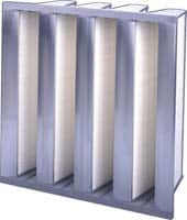 Made in USA - 24" Noml Height x 24" Noml Width x 12" Noml Depth, 85% Capture Efficiency, V-Bank Mini-Pleat Air Filter - MERV 13, Microfiberglass, Integrated Plastic Frame, 500 Max FPM, 2,000 CFM, For Any Unit - Americas Industrial Supply