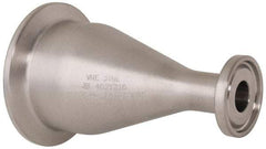 VNE - 1-1/2 x 1/2", Clamp Style, Sanitary Stainless Steel Pipe Concentric Reducer - Tube OD Connection, Grade 316/316L - Americas Industrial Supply