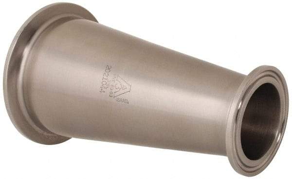VNE - 2-1/2 x 1-1/2", Clamp Style, Sanitary Stainless Steel Pipe Concentric Reducer - Tube OD Connection, Grade 316/316L - Americas Industrial Supply