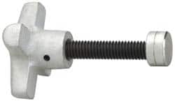 Jergens - 3/8-16 Lobed Shoulder Swivel Pad Tip Steel Thumb Screw - 3-1/8" OAL, 2" Head Diam x 1-1/8" Head Height, Black Oxide (Stem), Cadmium-Plated (Head) & Zinc-Plated (Pad) Finish - Americas Industrial Supply