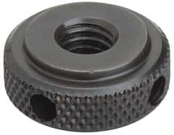 Jergens - 5/8-11" UNC Thread, Black Oxide Finish, Steel Round Knurled High Torque Check Nut - 7/16" Overall Height, 1-3/8" Head Diam, 1-1/8" Base Diam - Americas Industrial Supply