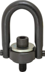 Jergens - 7,000 Lb Load Capacity Safety Engineered Center Pull Hoist Ring - M30 x 3.5 Thread, 46mm Thread Length, Alloy Steel, Black Oxide Finish - Americas Industrial Supply