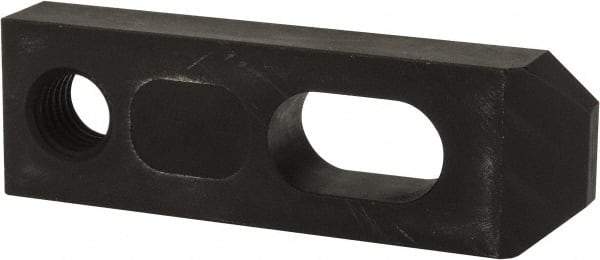 Jergens - 5/8" Stud, Low Carbon Steel, Plain Strap Clamp - 1/2" Travel, 4" OAL x 1-1/4" Wide x 5/8" High, Black Oxide Finish, Tapered Nose - Americas Industrial Supply