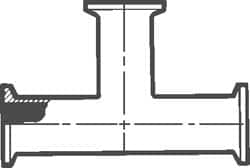 VNE - 4", Clamp Style, Sanitary Stainless Steel Pipe Tee - Tube OD Connection, Grade 304 - Americas Industrial Supply