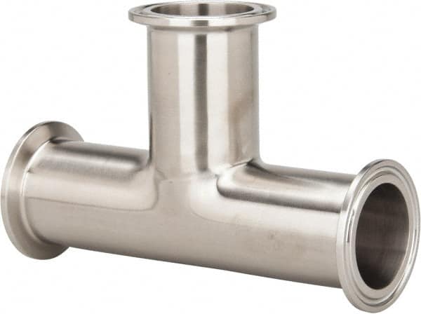 VNE - 1-1/2", Clamp Style, Sanitary Stainless Steel Pipe Tee - Tube OD Connection, Grade 316/316L - Americas Industrial Supply